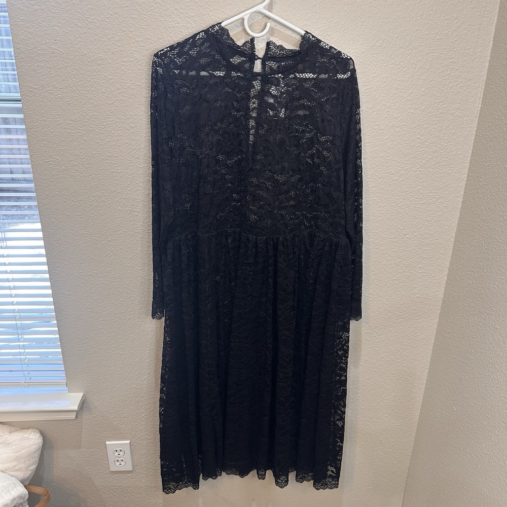 Torrid Black Lace Sheer Dress 2x Whimsigoth Dark Fairy Grunge Witchy Romantic